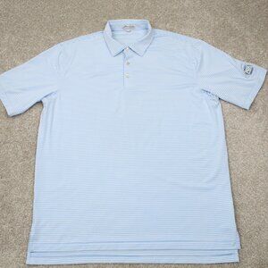 Peter Millar Summer Comfort Polo Shirt Adult XL Split Hem Blue/White Striped
